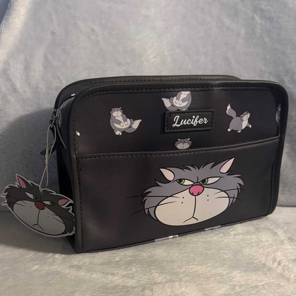 Disney Primark Lucifer Cat Print Black Cosmetic Bag